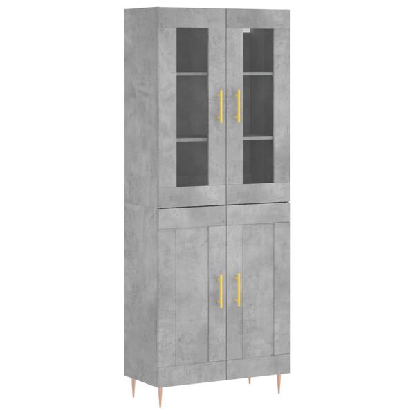 vidaXL Skř&iacute;ň highboard betonově &scaron;ed&aacute; 69,5x34x180 cm kompozitn&iacute; dřevo