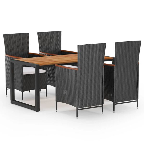 vidaXL 5d&iacute;ln&yacute; zahradn&iacute; j&iacute;deln&iacute; set čern&yacute;