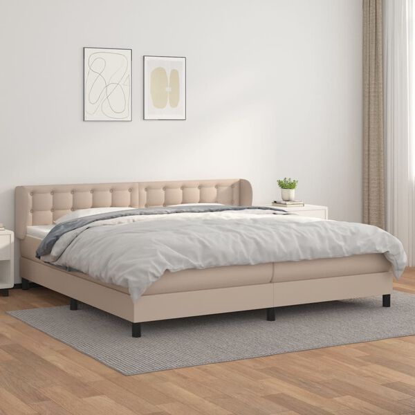 vidaXL Box spring postel s matrac&iacute; cappuccino 200 x 200 cm uměl&aacute; kůže