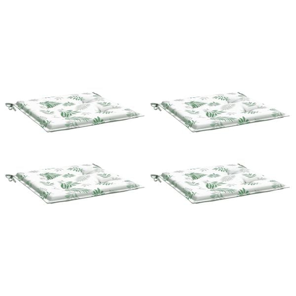 vidaXL Podu&scaron;ky na židli 4 ks vzor listů 50 x 50 x 4 cm textil