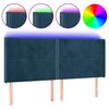 vidaXL Čelo postele s LED tmavě modr&eacute; 203 x 16 x 118/128 cm samet
