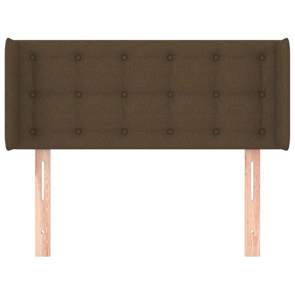 vidaXL Čelo postele typu u&scaron;&aacute;k tmavě hněd&eacute; 103x16x78/88 cm textil