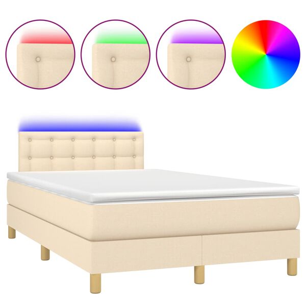 vidaXL Box spring postel s matrac&iacute; a LED kr&eacute;mov&aacute; 120x190 cm textil
