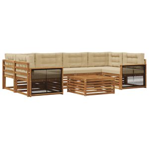 vidaXL Venkovn&iacute; pohovkov&aacute; souprava 7 pcs Přirozen&aacute; a B&eacute;žov&aacute;