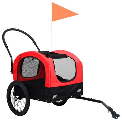 vidaXL Vozík pro psa za kolo a na běhání 2 v 1 červený a černý
