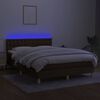 vidaXL Box spring postel s matrac&iacute; a LED tmavě hněd&aacute; 140x200 cm textil