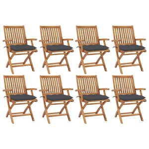 vidaXL Skl&aacute;dac&iacute; zahradn&iacute; židle s podu&scaron;kami 8 ks masivn&iacute; teak