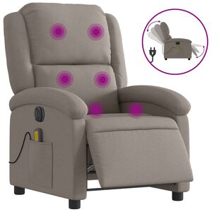 vidaXL Elektrick&eacute; mas&aacute;žn&iacute; polohovac&iacute; křeslo taupe textil