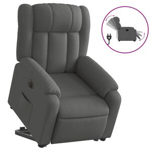 vidaXL Elektrick&eacute; zvedac&iacute; polohovac&iacute; křeslo tmavě &scaron;ed&eacute; textil