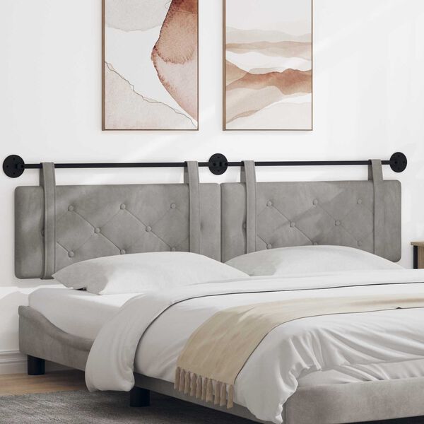 vidaXL Z&aacute;věsn&aacute; čeln&iacute; deska N&aacute;stěnn&yacute; Světle &scaron;ed&aacute; 210 x 55 x 5 cm samet