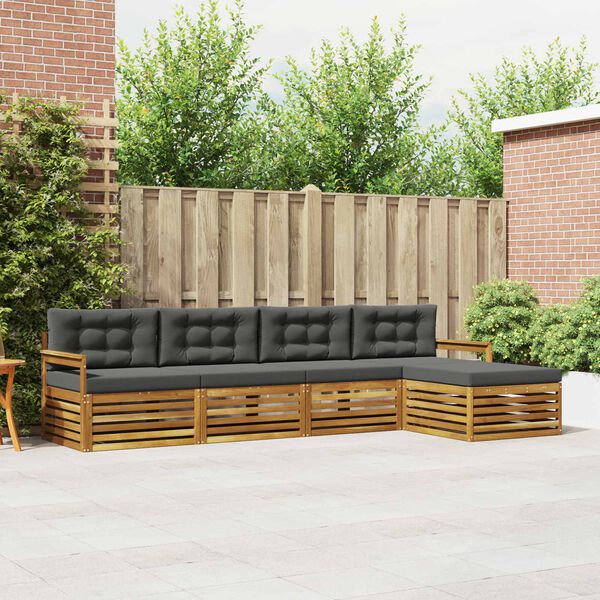 vidaXL Venkovn&iacute; pohovkov&aacute; souprava 5 pcs Přirozen&aacute; a Anthracitov&aacute;