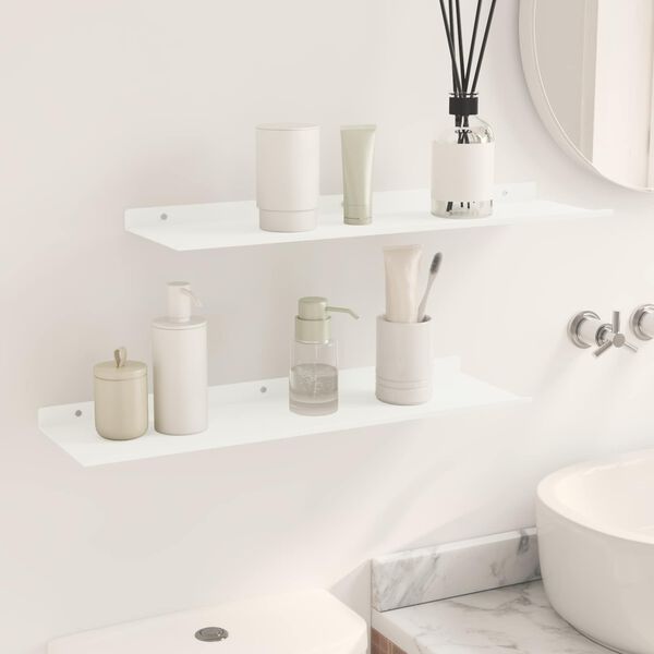 vidaXL Plovouc&iacute; police N&aacute;stěnn&yacute; 2 pcs B&iacute;l&yacute; 60 x 18 x 2,5 cm Ocel