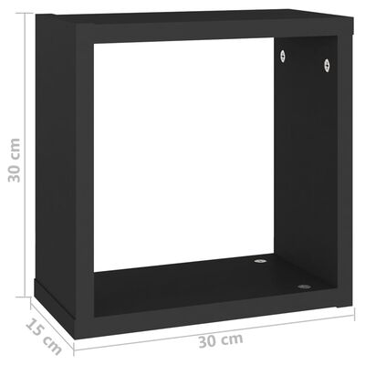 vidaXL Nástěnné krychlové police 2 ks černé 30 x 15 x 30 cm
