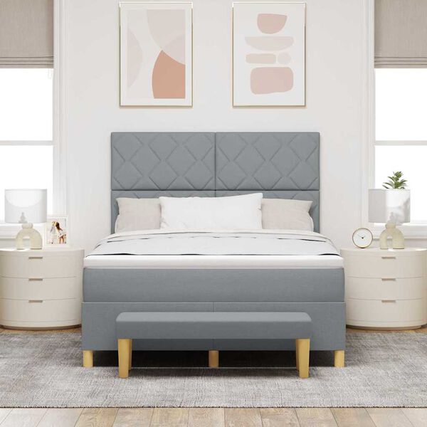 vidaXL Postel s boxspringem s matrac&iacute; Světle &scaron;ed&aacute; 160 x 200 cm textil