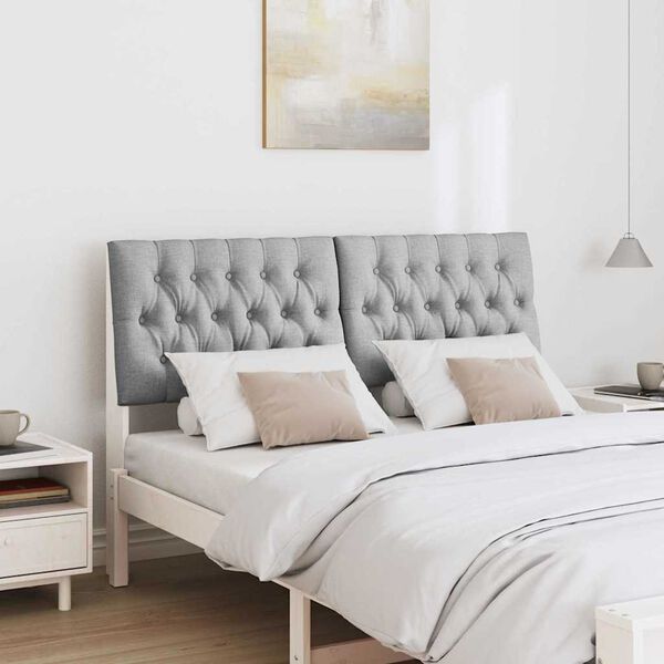 vidaXL Čalouněn&eacute; čelo postele Světle &scaron;ed&aacute; 150 cm Masivn&iacute; borov&eacute; dřevo