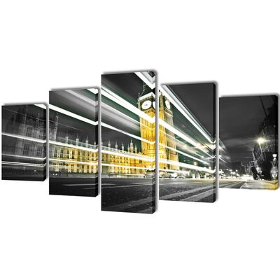 Sada obrazů, tisk na plátně, Londýn Big Ben, 200 x 100 cm