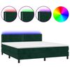 vidaXL Box spring postel s matrac&iacute; a LED tmavě zelen&aacute; 160x200 cm samet