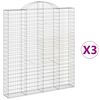 vidaXL Klenut&eacute; gabionov&eacute; ko&scaron;e 3 ks 200x30x220/240cm pozinkovan&eacute; železo