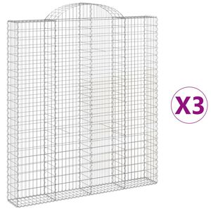 vidaXL Klenut&eacute; gabionov&eacute; ko&scaron;e 3 ks 200x30x220/240cm pozinkovan&eacute; železo
