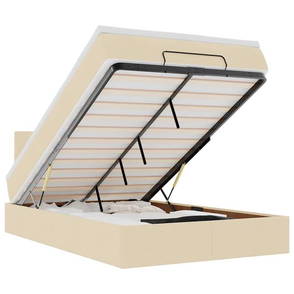 vidaXL Otomansk&aacute; postel s matrac&iacute; & LEDs kr&eacute;mov&aacute; 120x190cm l&aacute;tka