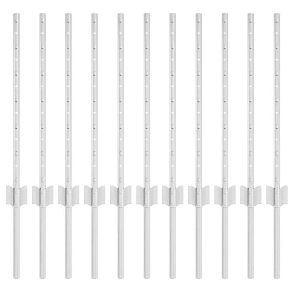 vidaXL Plotov&yacute; sloupek. 11 pcs Stř&iacute;brn&aacute; 60 cm Ocel