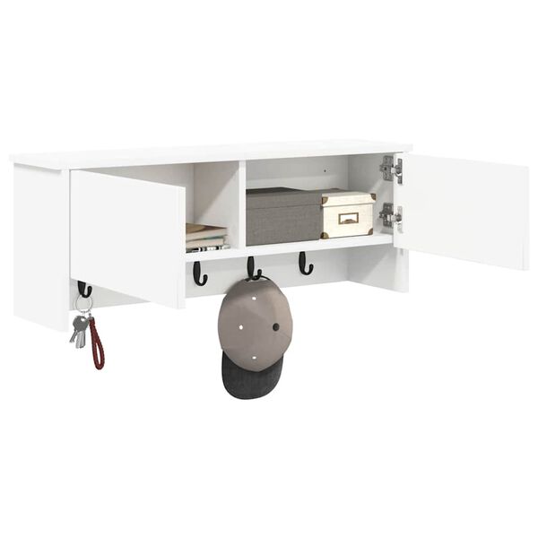 vidaXL N&aacute;stěnn&yacute; vě&scaron;&aacute;k na kab&aacute;ty B&iacute;l&aacute; 80 x 20 x 30 cm Kompozitn&iacute; dřevo