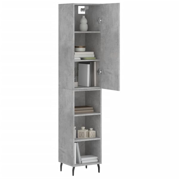 vidaXL Skř&iacute;ň highboard betonově &scaron;ed&aacute; 34,5x34x180 cm kompozitn&iacute; dřevo