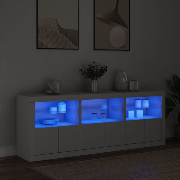 vidaXL Příborník s LED osvětlením bílý 181,5 x 37 x 67 cm