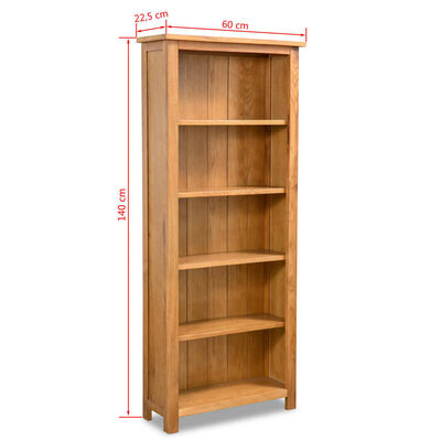 vidaXL Knihovna s 5 policemi 60 x 22,5 x 140 cm masivní dubové dřevo