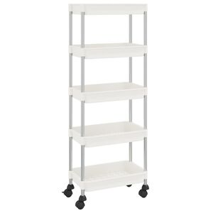 vidaXL Kuchyňsk&yacute; voz&iacute;k s 5 patry b&iacute;l&yacute; 42x29x128 cm železo a ABS