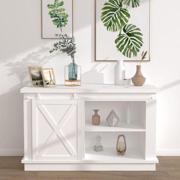 vidaXL Kov&aacute;n&iacute; pro posuvn&eacute; dveře skř&iacute;ně uhl&iacute;kov&aacute; ocel b&iacute;l&eacute; 122 cm