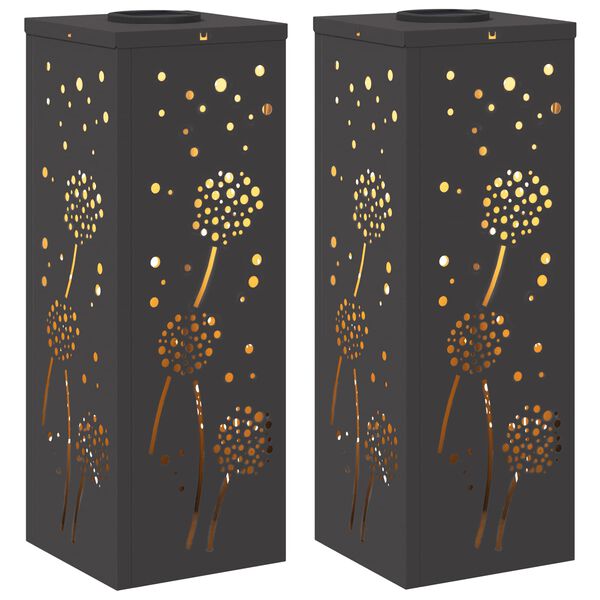 vidaXL Sol&aacute;rn&iacute; LED Cestovn&iacute; Světlo 2 pcs Čern&aacute; Studeně v&aacute;lcovan&aacute; ocel