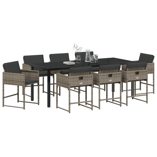 vidaXL Zahradn&iacute; j&iacute;deln&iacute; souprava s pol&scaron;t&aacute;řem 9 pcs &Scaron;ed&aacute; polyratan