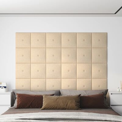 vidaXL Nástěnné panely 12 ks krémové 30 x 30 cm textil 1,08 m²