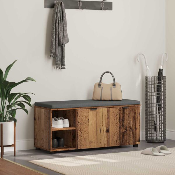 vidaXL Chodbičkov&aacute; lavice s pol&scaron;t&aacute;řem Star&eacute; dřevo 100 x 38 x 46 cm