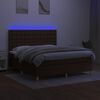 vidaXL Box spring postel s matrac&iacute; a LED tmavě hněd&aacute; 160x200 cm textil