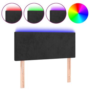vidaXL Čelo postele s LED čern&eacute; 80 x 5 x 78/88 cm samet