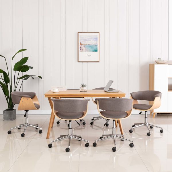 vidaXL Otočn&eacute; j&iacute;deln&iacute; židle 6 ks taupe textil