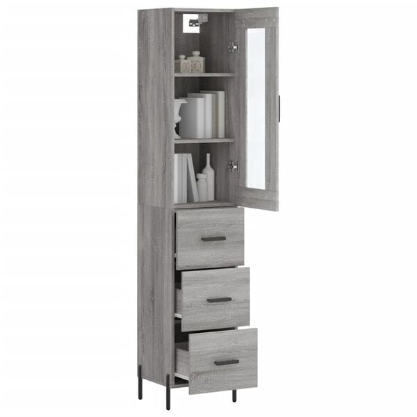 vidaXL Skř&iacute;ň highboard &scaron;ed&aacute; sonoma 34,5 x 34 x 180 cm kompozitn&iacute; dřevo