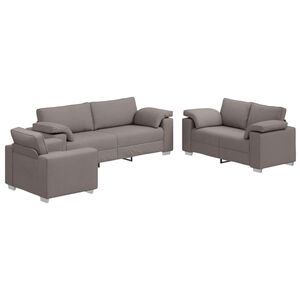 vidaXL Pohovka 3 pcs Taupe 219 x 80 x 82 cm Lněn&aacute; směs