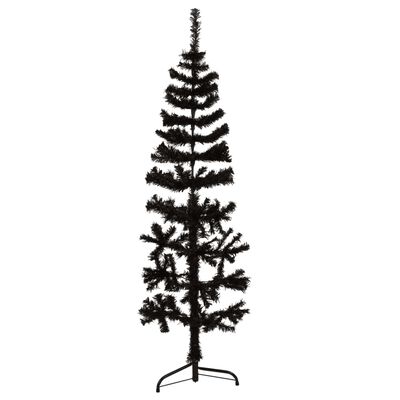 vidaXL Úzký umělý poloviční vánoční stromek se stojanem černý 120 cm