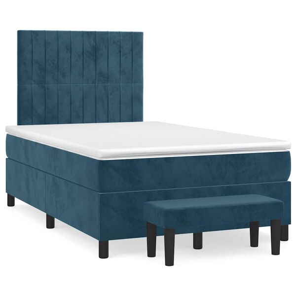 vidaXL Box spring postel s matrac&iacute; tmavě modr&aacute; 120x190 cm samet