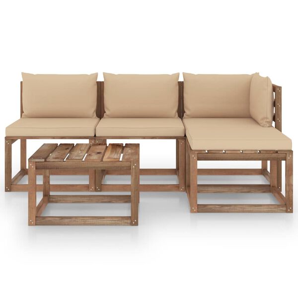 vidaXL 5d&iacute;ln&aacute; zahradn&iacute; sedac&iacute; souprava z palet s podu&scaron;kami borovice