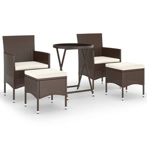 vidaXL 5d&iacute;ln&yacute; zahradn&iacute; bistro set polyratan a tvrzen&eacute; sklo hněd&yacute;