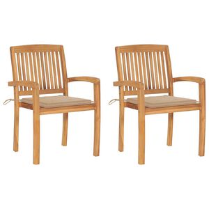 vidaXL Zahradn&iacute; židle 2 ks s b&eacute;žov&yacute;mi podu&scaron;kami masivn&iacute; teak