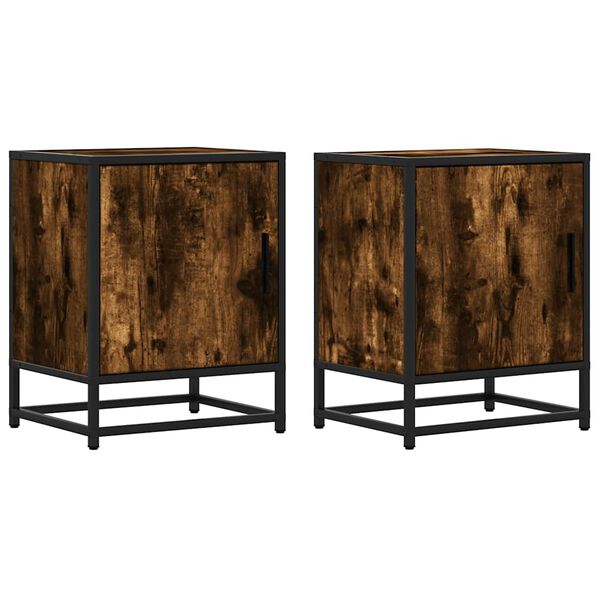 vidaXL Nočn&iacute; stolky 2 ks kouřov&yacute; dub 40x31x50cm kompozitn&iacute; dřevo a kov