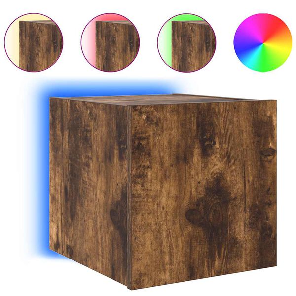 vidaXL N&aacute;stěnn&aacute; TV skř&iacute;ňka s LED osvětlen&iacute;m kouřov&yacute; dub 30,5x35x30 cm