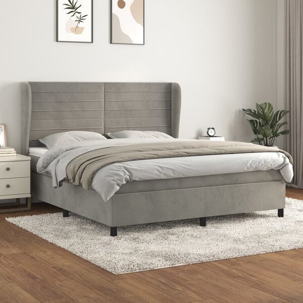 vidaXL Box spring postel s matrac&iacute; světle &scaron;ed&aacute; 160x200 cm samet