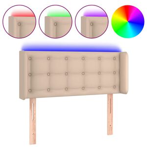 vidaXL Čelo postele s LED cappuccino 93 x 16 x 78/88 cm uměl&aacute; kůže