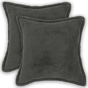 vidaXL Povlak na pol&scaron;t&aacute;ř 2 pcs HOUTEN Tmavě &scaron;ed&aacute; 30 x 30 cm Boucl&eacute;